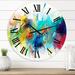 East Urban Home Turquoise Story w/ Touches of Yellow & Red - Modern wall clock Metal in Blue/Red/Yellow | 16 H x 16 W x 1 D in | Wayfair