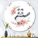 East Urban Home Panda Bear w/ Sakura Flowers - Children's Art Metal Circle Wall Art Metal in White | 36 H x 36 W x 1 D in | Wayfair