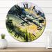 East Urban Home Cottage House On A Hill - Country wall clock Metal in Blue/Green/Yellow | 16 H x 16 W in | Wayfair 2C9871530F1C45DA839D20D1EA5B68CB