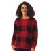 Masseys Faux Mohair Sweater (Size M) Buffalo Plaid-Red, Nylon,Acrylic