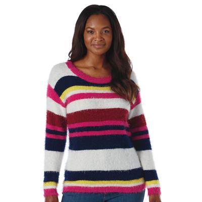 Masseys Faux Mohair Sweater (Size L) Stripe, Nylon,Acrylic