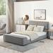 Full Size Upholstered Platform Bed with Storage Headboard and Storage Bench