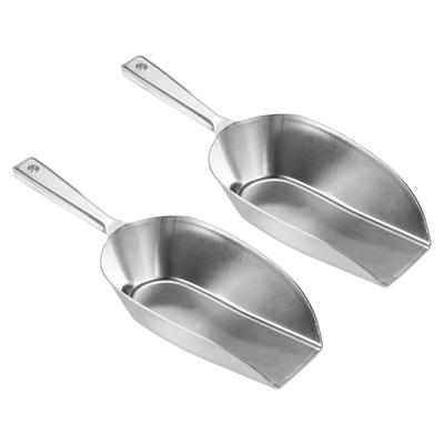 2Pcs Ice Scoops Aluminum 9.65" Small Ice Maker Flour Cereal Sugar Utility Shovel - Silver Tone