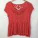 Free People Tops | Free People Red Sheer Embroidered Short Sleeve | Color: Red | Size: S