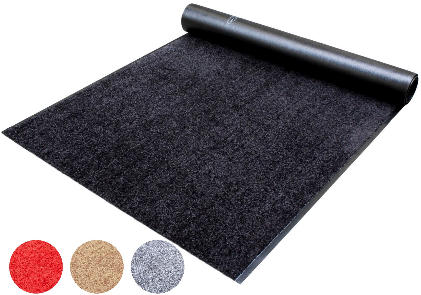 Läufer "Schmutzfangläufer CLEAN, Made in Belgium", schwarz, B:90cm H:9mm L:1.300cm, Polyamid, PRIMAFLOR-IDEEN IN TEXTIL, Teppiche, Schmutzfangläufer, Schmutzfangmatte, Uni Farben, strapazierfähig, rutschhemmend, waschbar Image