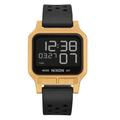 NIXON Heat A1320 - Digital Watch for Men and Women - 100M Water Resistant Exercise Workout and Running Watch - Mens Ultra Thin Lightweight Sport Watches - Custom 38 mm LCD Display, 20mm PU Band, Gold / Black, One Size, Heat