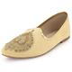 AARZ LONDON Mens Gents Closed-Toe Traditional Ethnic Groom Handmade Flat Khussa Indian Pumps Slip on Gold Shoes Size 9