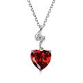 14K Solid White Gold Heart Necklace 0.015 ct Diamond Genuine Garnet Dainty Pendant with Sterling Silver Chain Solitaire January Birthstone Necklaces Fine Jewellery Gifts for Women Mum Girls