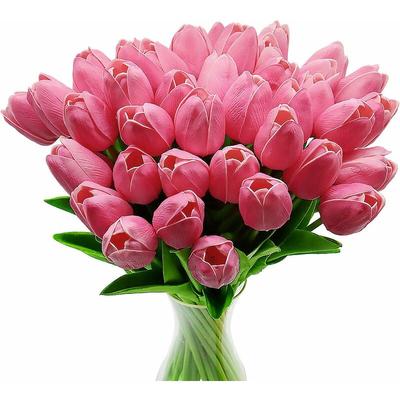 Fortuneville - Fleurs de tulipes artificielles, 10pcs tulipes de fleurs en latex au toucher réel