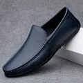 Mocassins en cuir véritable pour hommes chaussures plates souples et décontractées faites à la