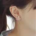 Boucles d'oreilles en argent 925 avec perle et fleur pour femme bijoux à la mode cadeau