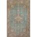 Green Over-Dyed Vintage Tabriz Persian Area Rug Handmade Wool Carpet - 7'11" x 11'1"