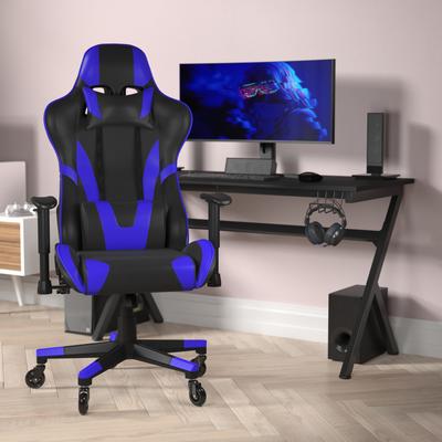 Office Gaming Chair with Roller Wheels & Reclining Back