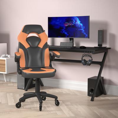 Office Gaming Chair with Skater Wheels & Flip Up Arms - LeatherSoft