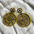 Free People Jewelry | Free People Yellow Wire Wrapped Beaded Circle Drop Post Earrings | Color: Gold/Yellow | Size: Os