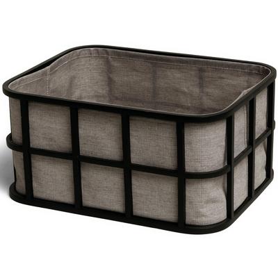 Aufbewahrungsbox MÖVE, grau (grau, schwarz), B:41,5cm H:20cm T:32cm, Bambus, Aufbewahrungsboxen, BxTxH: 41,5x32x20 cm, B