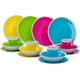 Flamefield Hello Summer Crockery Set 16 Pieces Dinner Plates Crockery Colourful Melamine Picnic Plates