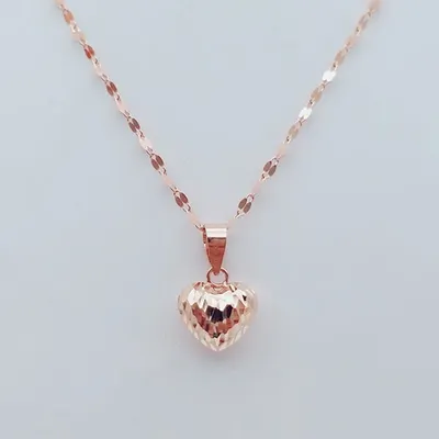 Collier pendentif petit coeur en or violet pour femme or rose 14 carats brillant exquis luxe