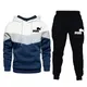 Sweat-shirt imbibé de patchwork Sportif pour hommes ensembles de course survêtement de jogging