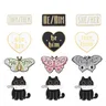 My pronoms – broches en émail chats personnalisés papillon lui elle elles broches Badges de