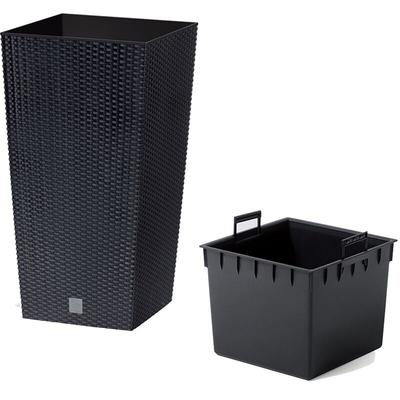 Prosperplast Blumentopf Rato Square mit Einsatz, Anthrazit, Kunststoff, 50/61cm, Höhe: 50 cm
