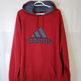 Adidas Shirts | Adidas Logo Hoodie Pullover Sweatshirt Red Long Sleeves Men's Size 2xl | Color: Gray/Red | Size: 2xl