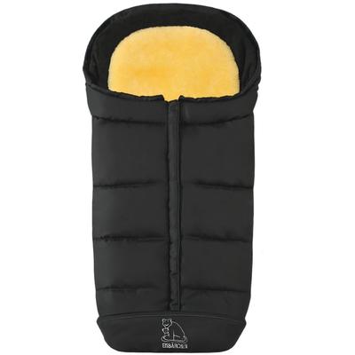 Fußsack HEITMANN FELLE "Eisbärchen - Komfort 2 in 1 Lammfell Winterfußsack - Premium Qualität", schwarz, B:47cm L:105cm, Polyester, Fußsäcke, mit Lammfell-Einlage, für Kinderwagen und Buggy, waschbar
