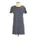 Junk Food Casual Dress - Shift: Blue Stripes Dresses - Women's Size Small