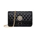 Women Genuine Leather Shoulder Bag Ladies Fashion Clutch Purses Quilted Crossbody Bags With Chain - Quilted Black
