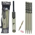 Kosma Fresher Wooden Cricket 8 piece Set (Youth) | Junior Crazy Cricket Set | 1 x Bat (Size 6-31.5”) | 1 x Wind Ball | Wicket Stump set with Bails | Includes a Carry bag