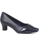 Pavers Ladies Leather/Fabric Block Heeled Court Shoes - Navy Size 4 (37)