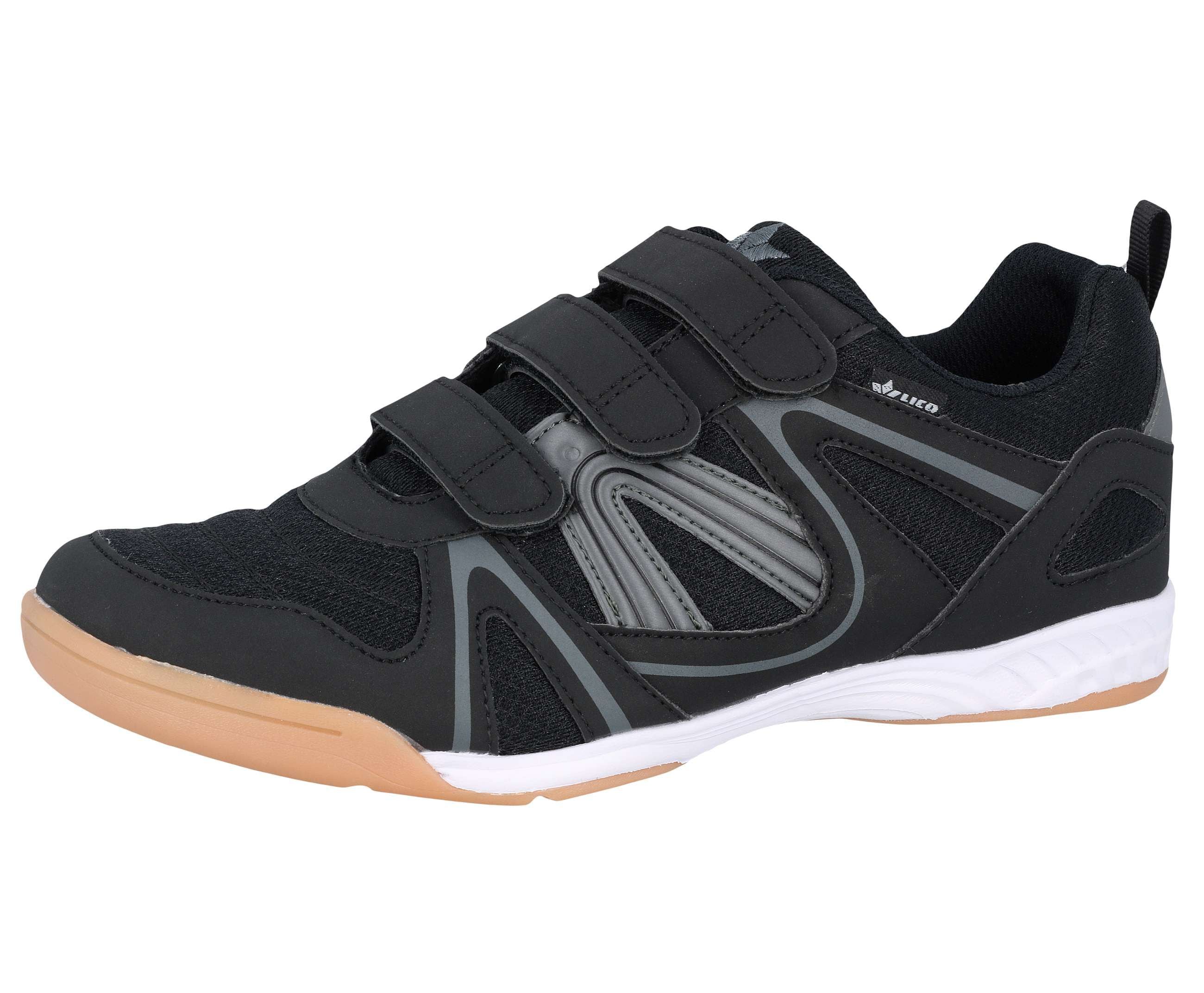 Hallenschuh LICO "Sportschuh Fit Indoor V", Herren, Gr. 45, schwarz, Synthetik, Schuhe Hallenschuh
