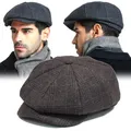 Casquette gavroche en tweed de laine pour hommes et femmes casquette plate à chevrons rétro