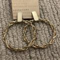 Anthropologie Jewelry | Anthropologie Gold Post Woven Hoop Earrings | Color: Gold | Size: 2”H X 1.5”W