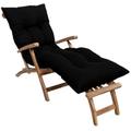 bananair - Sun Lounger Cushion/Mattress for Outdoor Chair | Lounger Mattress/Chair | Outdoor Garden Chair Cushion | Recliner Cushions | Adjustment Band | Made in France (Black, 195x65x15 cm)