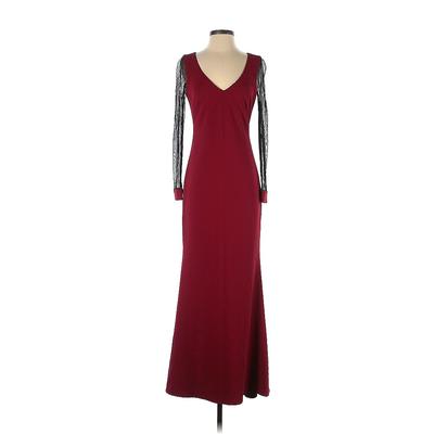 Badgley Mischka Cocktail Dress - Formal: Burgundy Solid Dresses - Women's Size 0
