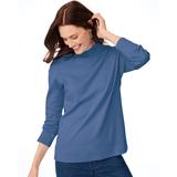 Blair Women's Essential Knit Long Sleeve Mock Top - Blue - M - Misses