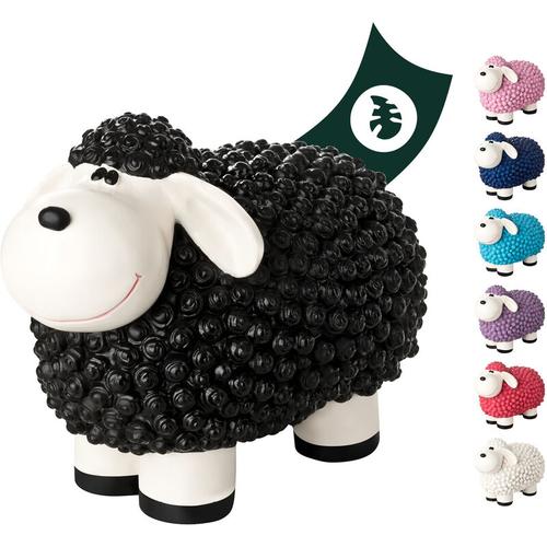Gartendeko Mini Schaf – Wetterfeste Gartenfigur – Deko Schaf für Außen:Schwarz
