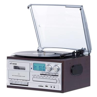 Victor Cosmopolitan 8-in-1 Turntable Music Center with Bluetooth, USB & Cassette