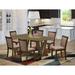 Gracie Oaks Djay Dining Table Set Includes a Wooden Table & Coffee Linen Fabric Parson Chairs w/ High Back Wood/Upholstered in Brown | Wayfair