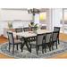 Gracie Oaks Dining Table Set - A Kitchen Table & Linen Fabric Dining Chairs w/ Stylish Back Wood/Upholstered in Brown/White | Wayfair