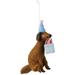 The Holiday Aisle® Ready to Party This Cute Pup Hanging Figurine Ornament Fabric in Brown | 6 H x 6 W x 2 D in | Wayfair