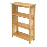 Union Rustic 4-Shelf Wooden Folding Bookcase Storage Shelves In Natural Finish Wood in Brown | 42 H x 26 W x 12 D in | Wayfair