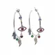 Boucles d'oreilles indiennes Hamsa Wing Eye Charm Hoop pour femmes boucles d'oreilles bleues