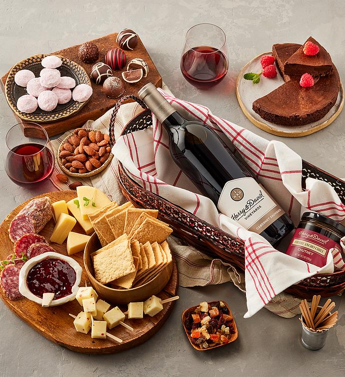 Gourmet Specialty Snacks Basket With Wine, Gourmet Assorted Foods, Gifts by Harry & David