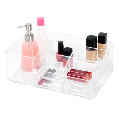 Clearly Chic Makeup Cosmetic Jewelry Organizer Display Box 6 Comp With 2 Drawers by Richards Homewares in Clear