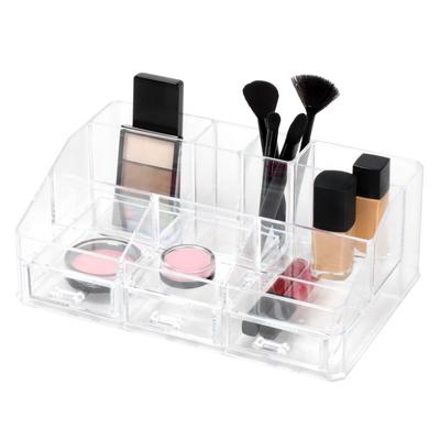 Clearly Chic Makeup Cosmetic Jewelry Organizer Display Box 8 Comp With 3 Drawers by Richards Homewares in Clear