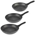 Salter COMBO-8214A Frying Pan Set, 3 Piece Non-Stick Megastone Collection Pans, Dishwasher & Metal Utensil Safe, Forged Aluminium, Use Little Or No Oil for Healthier Meals, 24/28/30 cm, Silver
