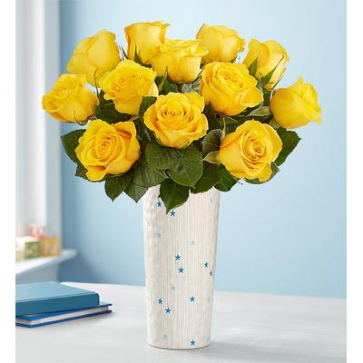1-800-Flowers Flower Delivery New Baby Boy Bouquet Yellow Roses W/ Vase | Happiness Delivered To Their Door