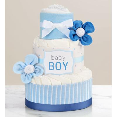 1-800-Flowers Baby Toddler Nursery Decor Furniture Safety Baby Blankets Delivery Baby Blossom Diaper Cake - Pink Blue Or Yellow Baby Blossom Diaper Cake Gift Set-Blue | Happiness Delivered To Their Door